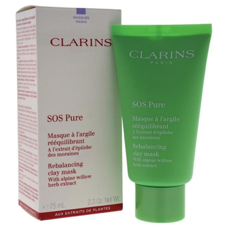 SOS Pure Rebalancing Clay Mask by Clarins for Women – 2.3 oz Mask