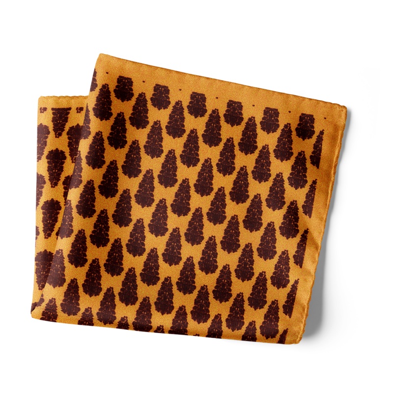Chokore Yellow & Rust Silk Pocket Square – Indian At Heart line 13.513.5