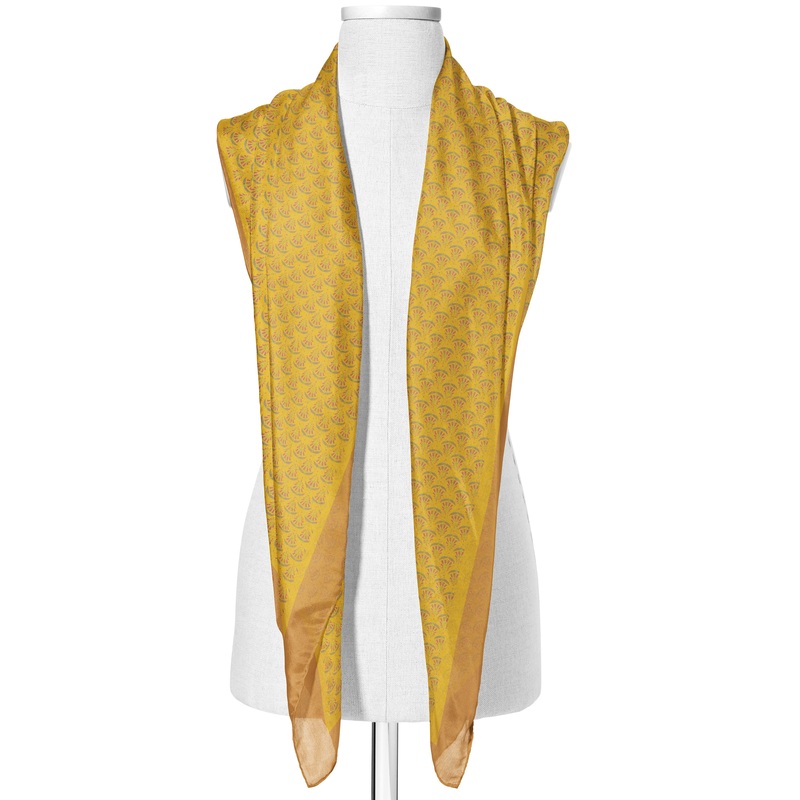 Printed Yellow & Magenta Satin Silk Stole for Women