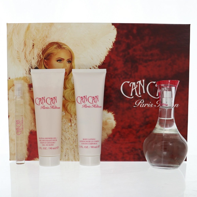Paris Hilton Can Can By Paris Hilton 4 Piece Gift Set – 3.4 Oz Eau De Parfum Spray, 0.34 Oz Eau De Parfum Spray, 3.0 Oz Body Lotion, 3.0 Oz Shower Gel For Women In Gift Set