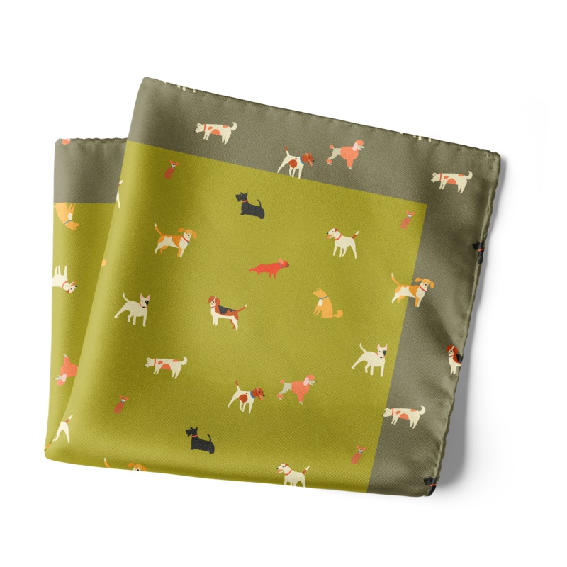 Chokore Olive Canine Silk Pocket Square – Wildlife Range