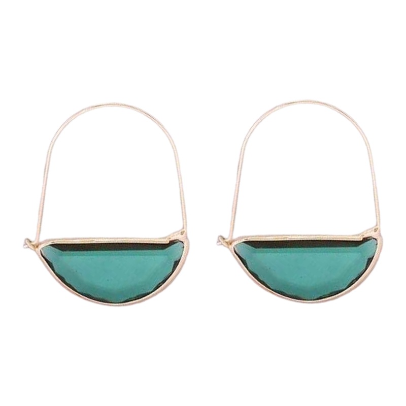 Hoops with turquoise blue glass droplets. Gold tone.
