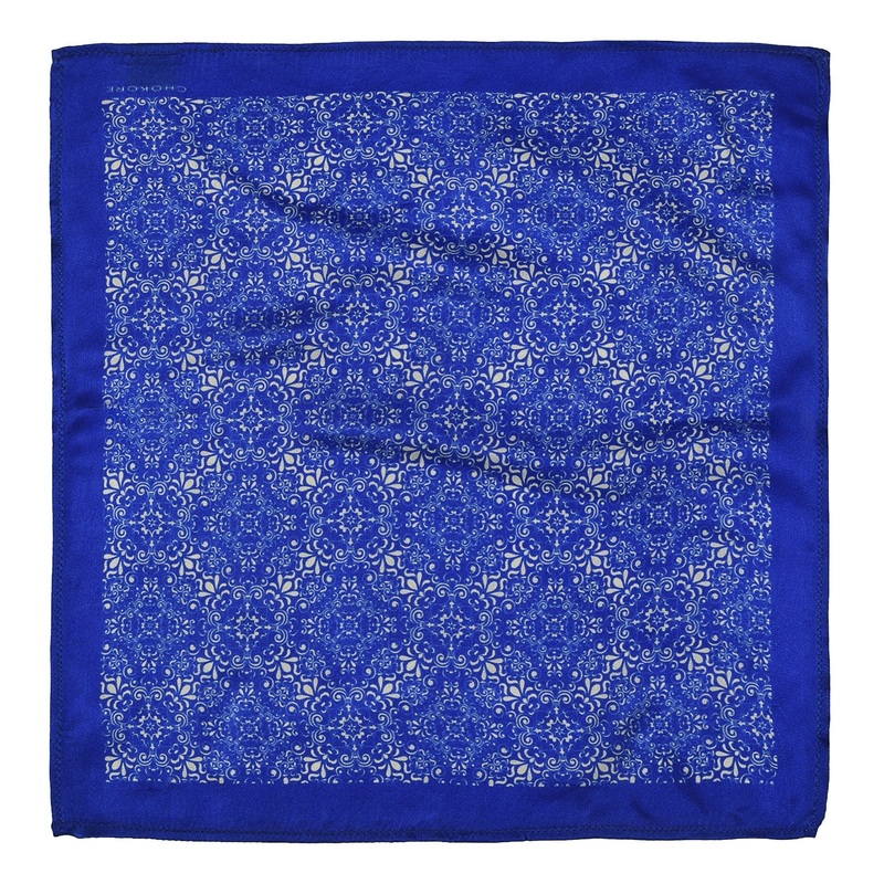 Chokore Cobalt Blue and White Silk Pocket Square – Indian At Heart line