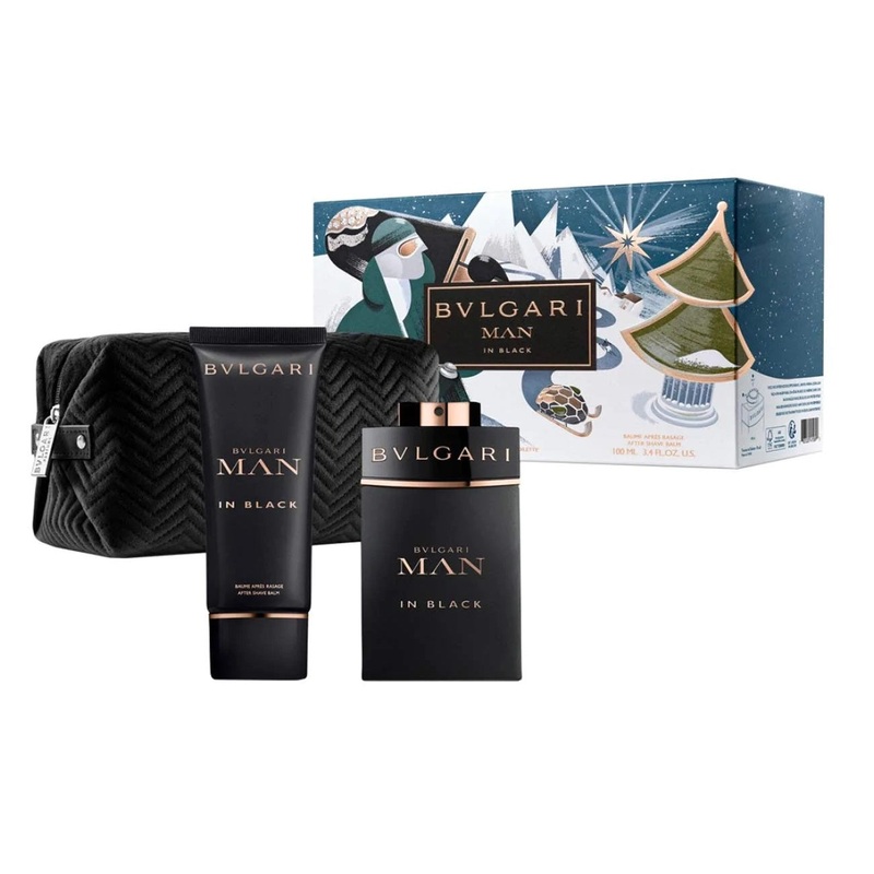 Bvlgari Man In Black 3PCS Gift Set – 100ML EDP Spray + 100ML After Shave Balm + Pouch (Men)