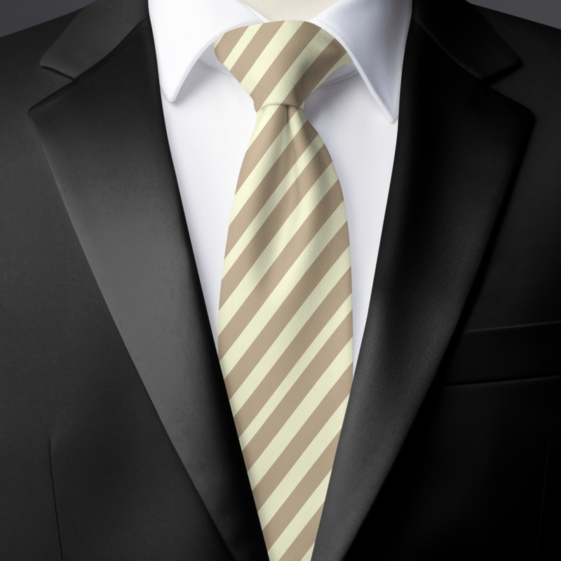 Chokore Off-White & Beige Stripes Silk Necktie – Plaids Range