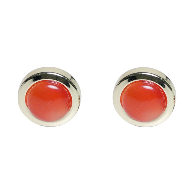 Gold & Coral Stone Brass Cuff Buttons  Easy-Fit Luxurious Wear