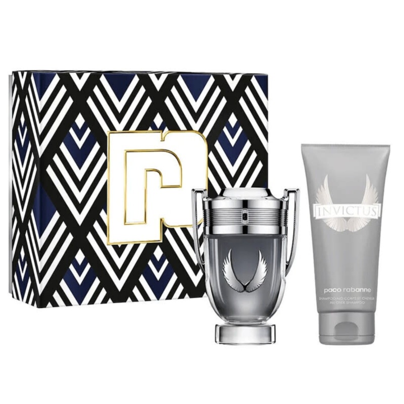 Paco Rabanne Invictus Platinum 2PCS Gift Set – 100ML EDP Spray + 100ML Shampoo (Men)