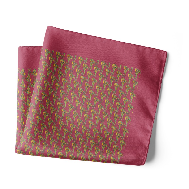 Chokore Pink Seahorse Pocket Square – Wildlife Range 18×18