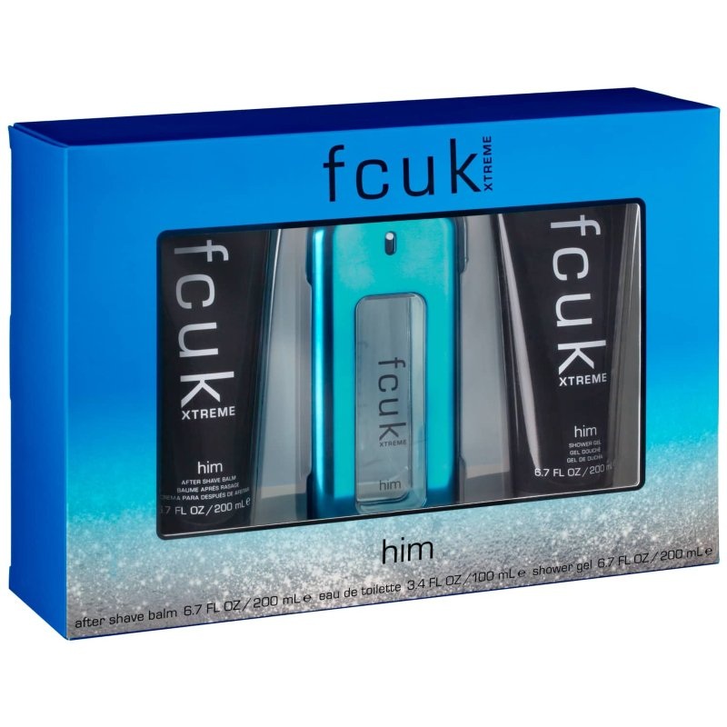 FCUK Xtreme Him Gift Set – 100ML EDT Spray + 200ML After Shave Balm + 200ML Shower Gel (Men)