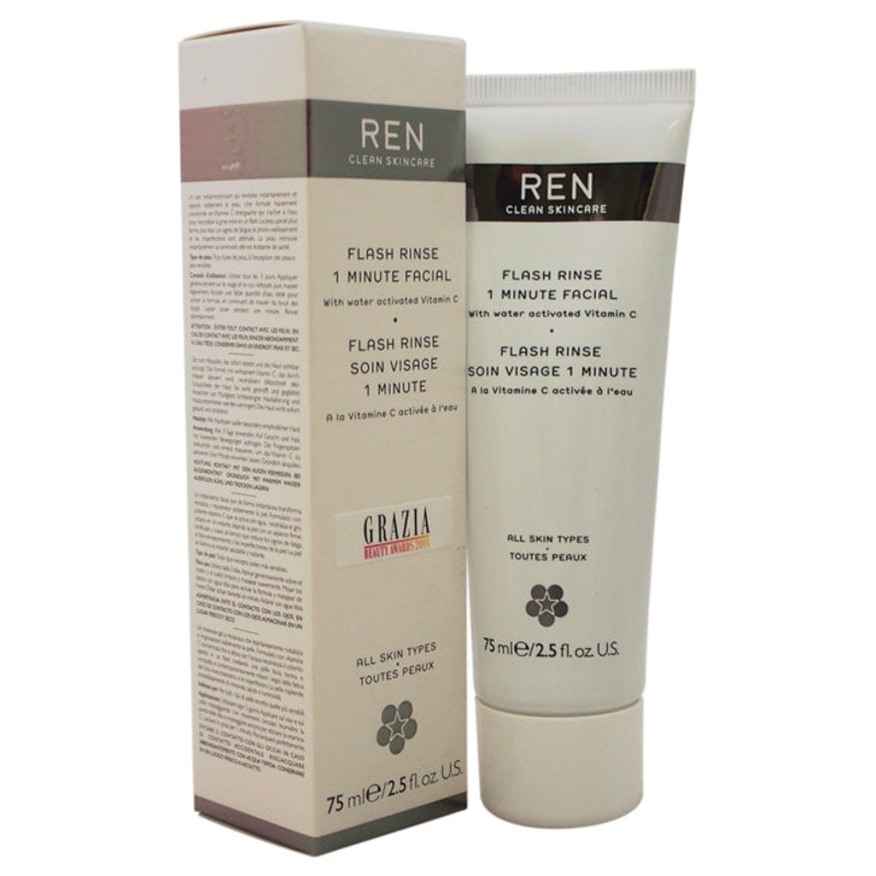 Flash Rinse 1 Minute Facial by REN for Unisex – 2.5 oz Rinse