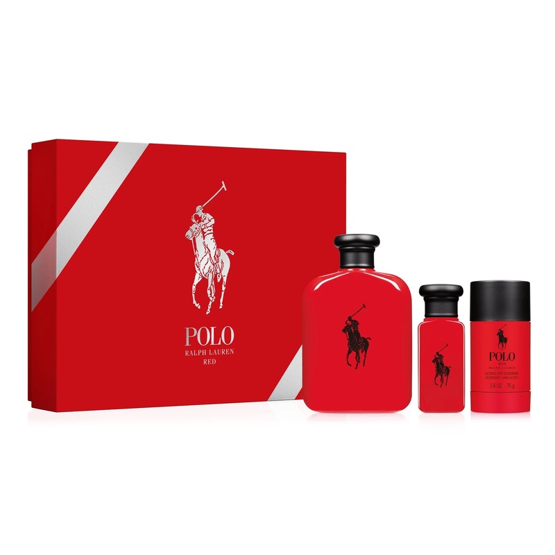 Ralph Lauren Polo Red 3PCS Gift Set – 125ML EDT Spray + 30ML EDT Spray + 75G Deodorant (Men)