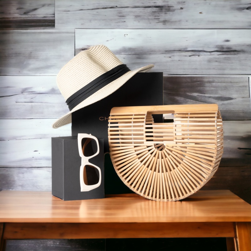 Chokore Special 3-in-1 Gift Set for Him & Her (Straw Hat, Bamboo Bag, & Sunglasses)
