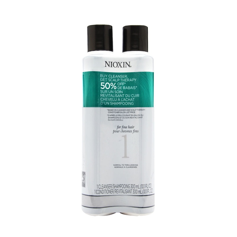 Nioxin System 1 Duo Cleanser + Scalp Therapy, Fine Hair | Normal to Thin-Looking 2 x 10.1 oz