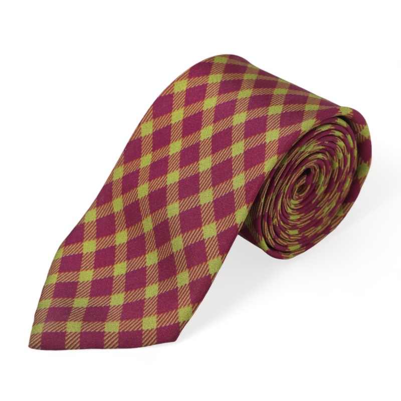 Chokore Red and Lemon Green Silk Tie – Plaids line