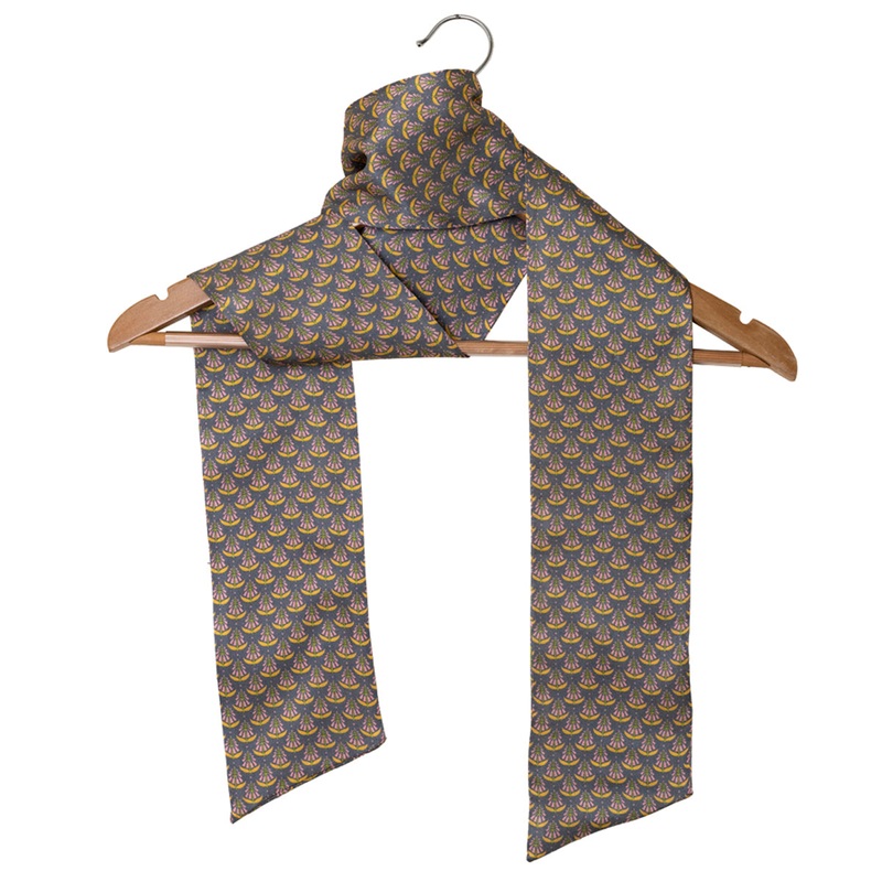 Printed Purple and Grey Silk Stole for Women
