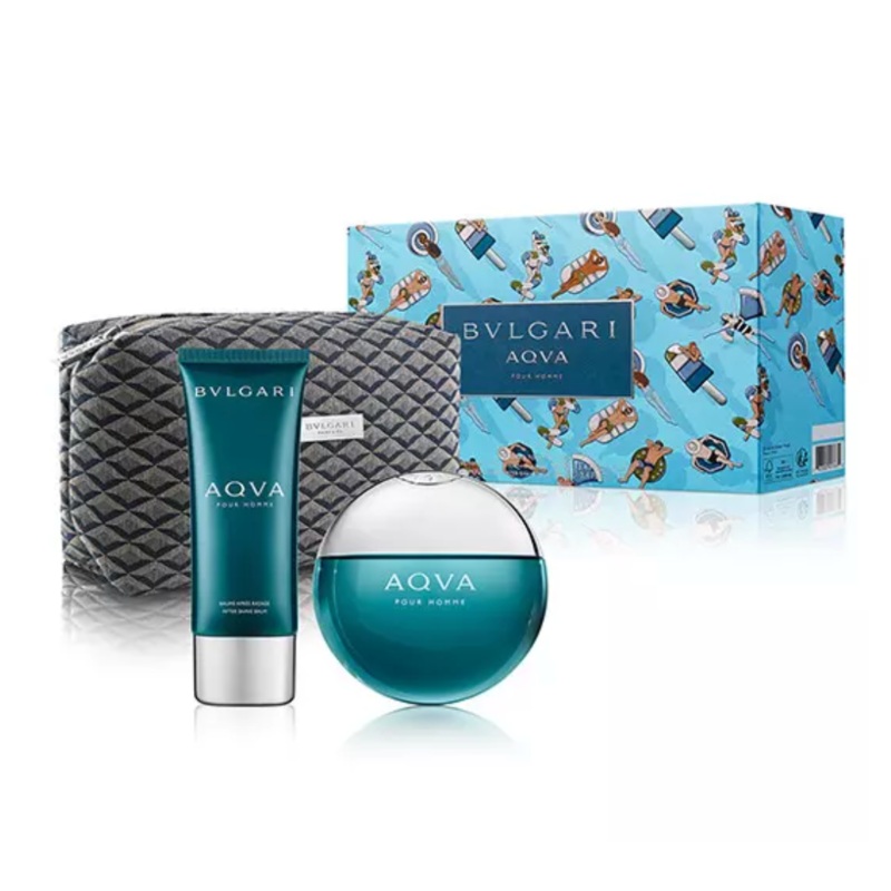 Bvlgari Aqva 3PCS Gift Set – 100ML EDT Spray + 100ML After Shave Balm + Pouch (Men)