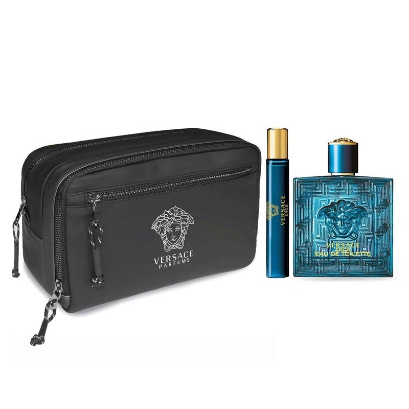 Versace Eros Black Trousse Gift Set – 100ML EDT Spray + 10ML Travel Spray (Men)