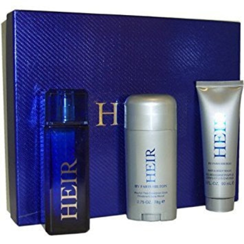 Heir Gift Set by Paris Hilton 4 Pieces Gift Set: 3.4 Oz Eau De Toilette Spray + 3.0 Oz Shower Get + 2.75 Oz Deaodorant Stick + 0.25 Eau De Cologne Mini. For Men