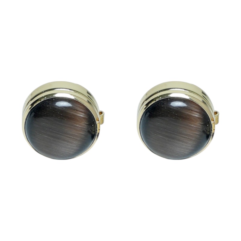Brown Stone Gold Brass Cuff Buttons  Easy-Fit Luxurious Wear