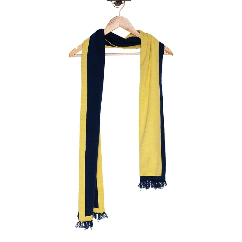 Chokore Two-in-One Men’s Classic Plain Yellow and Blue color Woolen Mufflers Cum Scarves Cum Stole For Men And Women