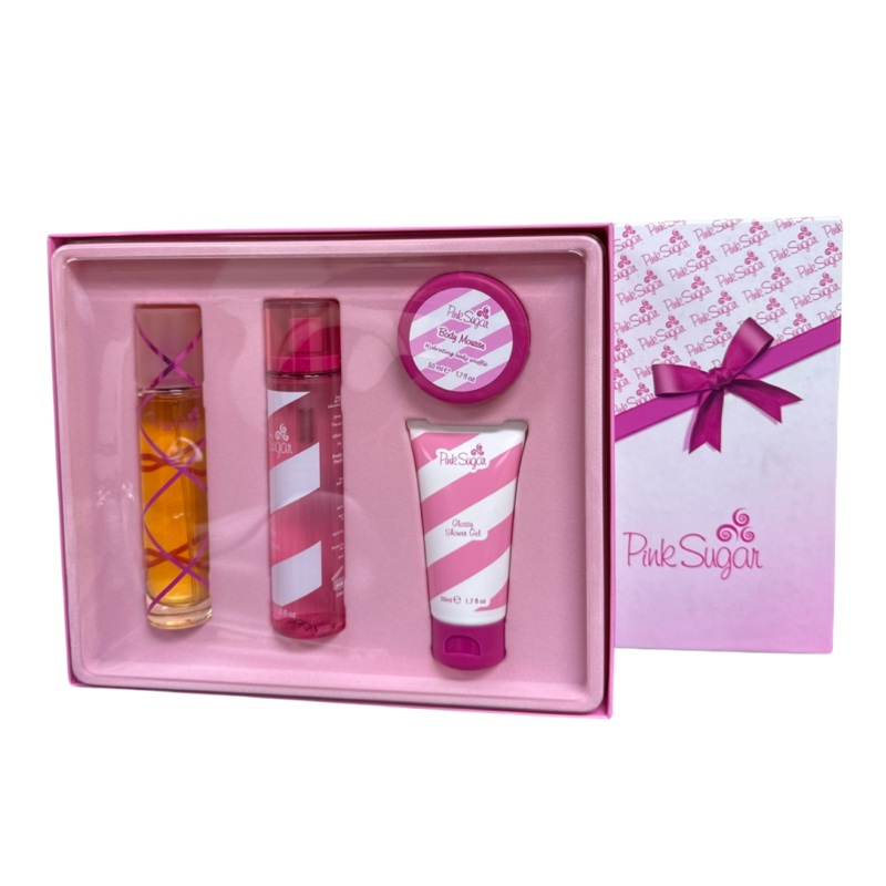 Pink Sugar Forever Pink Gift Set – 50ML EDT spray + 100ML Hair Perfume + 50ML Glossy Shower Gel + 50ML Body Mousse (Women)
