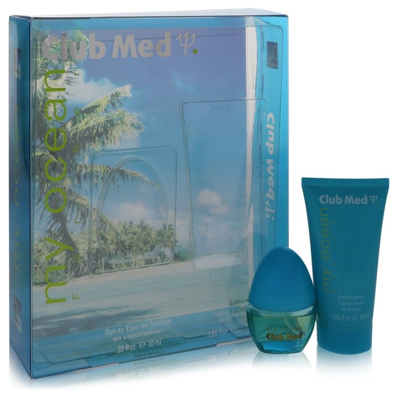 Club Med My Ocean by Coty For Women Gift Set — .33 oz Mini EDT Spray + 1.85 oz Body Lotion